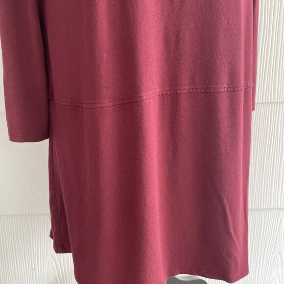 EILEEN FISHER Pullover Tunic Top Stretch Knit Viscose Spandex Maroon Medium (X3) - Picture 3 of 10